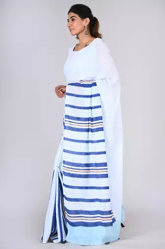 Shivanya handicrafts hand block printed women mulmul cotton sarees for women attach blouse piece sh-1615
