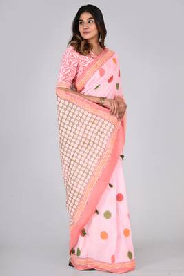 Shivanya handicrafts hand block printed women mulmul cotton sarees for women attach blouse piece sh-1618 4