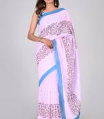 Shivanya handicrafts hand block printed women mulmul cotton sarees for women attach blouse piece sh-1619