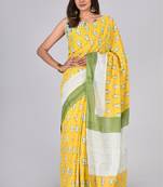 Shivanya handicrafts hand block printed women mulmul cotton sarees for women attach blouse piece sh-1620