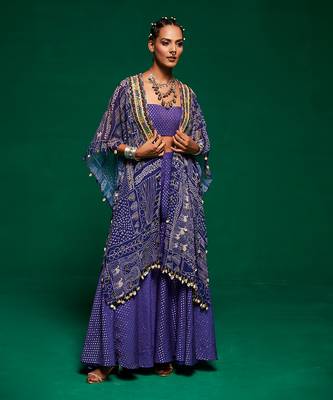 Purple georgette printed sharara set 1