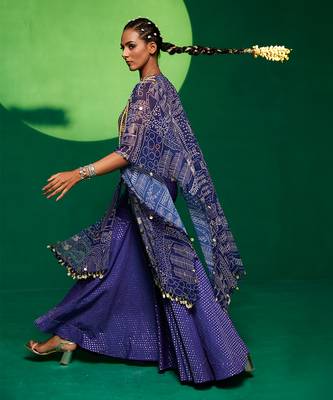Purple georgette printed sharara set 2