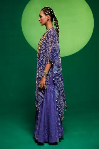 Purple georgette printed sharara set