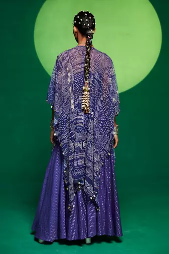 Purple georgette printed sharara set