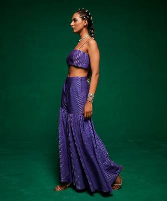 Purple georgette printed sharara set 5