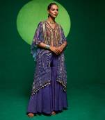 Purple muslin printed geometric sharara set