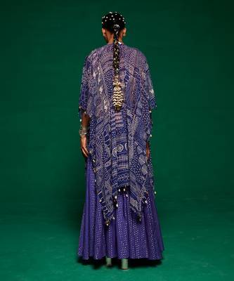 Purple muslin printed geometric sharara set 4