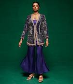 Blue organza embroidery  kurta set