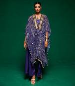 Purple silk printed geometric pant set