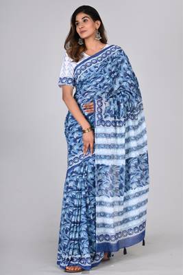 Shivanya handicrafts hand block printed women mulmul cotton sarees for women attach blouse piece sh-1621 4