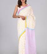 Shivanya handicrafts hand block printed women mulmul cotton sarees for women attach blouse piece sh-1623