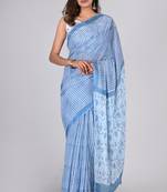 Shivanya handicrafts hand block printed women mulmul cotton sarees for women attach blouse piece sh-1624