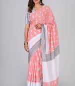 Shivanya handicrafts hand block printed women mulmul cotton sarees for women attach blouse piece sh-1627