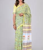 Shivanya handicrafts hand block printed women mulmul cotton sarees for women attach blouse piece sh-1628