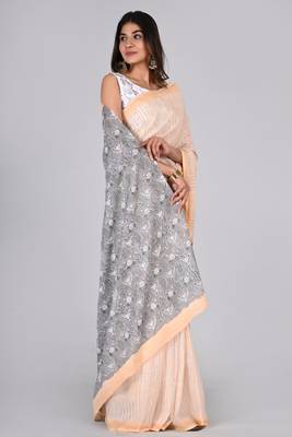 Shivanya handicrafts hand block printed women mulmul cotton sarees for women attach blouse piece sh-1629 4