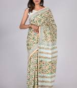 Shivanya handicrafts hand block printed women mulmul cotton sarees for women attach blouse piece sh-1631