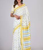 Shivanya handicrafts hand block printed women mulmul cotton sarees for women attach blouse piece sh-1632