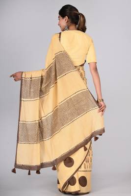 Shivanya handicrafts hand block printed women mulmul cotton sarees for women attach blouse piece sh-1634 2