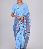 Shivanya handicrafts hand block printed women mulmul cotton sarees for women attach blouse piece sh-1635