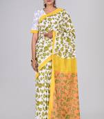 Shivanya handicrafts hand block printed women mulmul cotton sarees for women attach blouse piece sh-1636