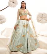 Light blue Silk Embroidery Lehenga Set