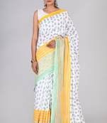 Shivanya handicrafts hand block printed women mulmul cotton sarees for women attach blouse piece sh-1639