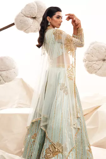 Light blue Silk Embroidery Lehenga Set