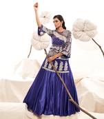 Blue Silk Embroidery Kurta Lehenga Set