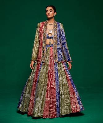 Multicolor Warli Lehenga Choli with Jacket 1