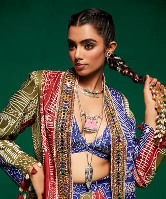 Multicolor Warli Lehenga Choli with Jacket 2