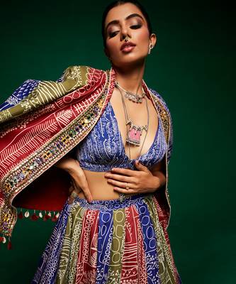 Multicolor Warli Lehenga Choli with Jacket 3