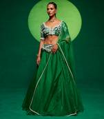 Green Organza Embellished Lehenga Set