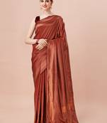 MAROON WOVEN Faux Kanjivaram SILK SAREE WITH BLOUSE PIECE
