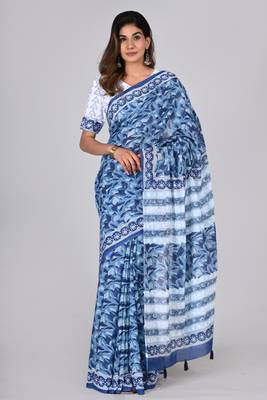 Shivanya handicrafts hand block printed women mulmul cotton sarees for women attach blouse piece sh-1621 2