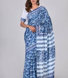 Shivanya handicrafts hand block printed women mulmul cotton sarees for women attach blouse piece sh-1621
