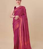 PINK WOVEN Faux Kanjivaram SILK SAREE WITH BLOUSE PIECE