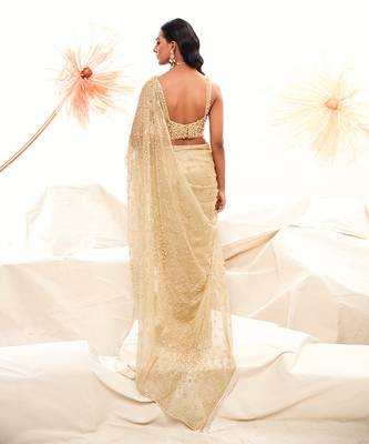 Golden zari embroidered saree 2