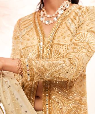 Golden zari embroidered saree 4