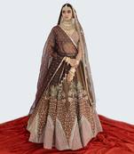Caramel Brown Velvet Lehenga Set