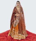 Tawny Brown Raw Silk Lehenga Set