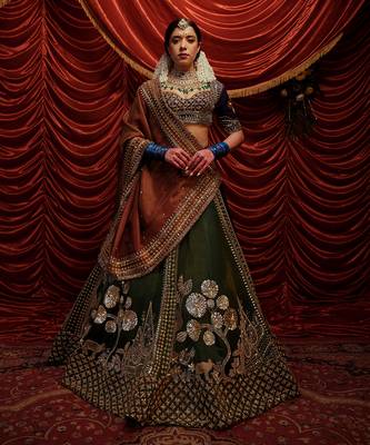 seaweed Green Gaji Lehenga Set 1