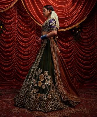 seaweed Green Gaji Lehenga Set 2