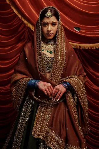 seaweed Green Gaji Lehenga Set