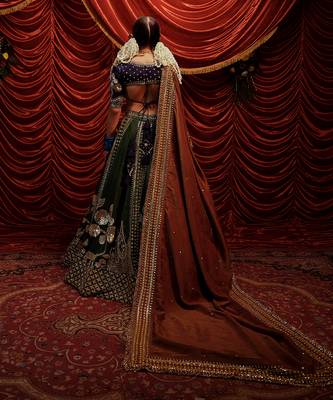 seaweed Green Gaji Lehenga Set 4