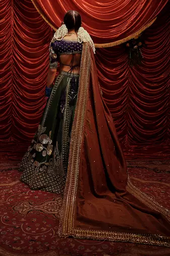 seaweed Green Gaji Lehenga Set