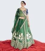 Seaweed Green Raw Silk Lehenga Set