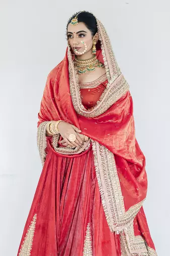 Red velvet Lehenga Set