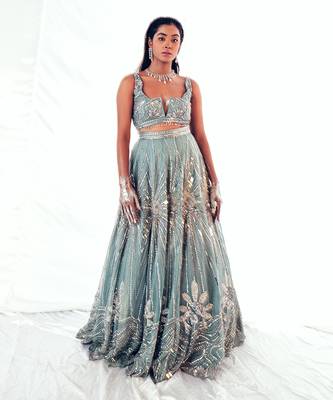 Blue Organza Lehenga Set 1