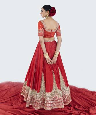 Red velvet Lehenga Set 4