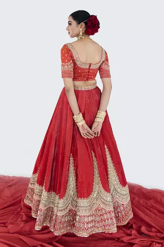 Red velvet Lehenga Set
